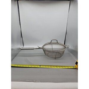 Williams Sonoma Wire Mesh Grill Deep Fry Basket Strainer Collender W/ Lid 11.5x4